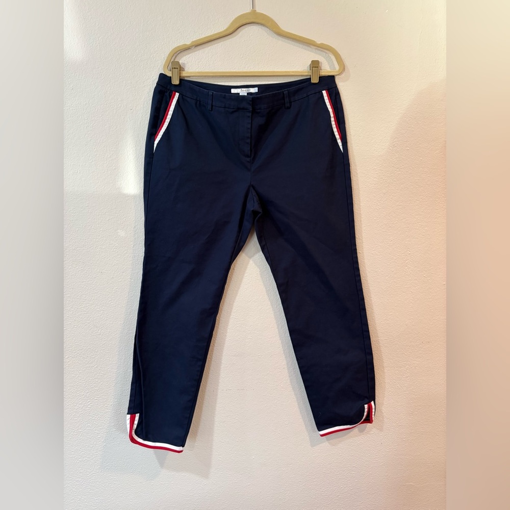 Boden Women's Ankle Chinos in Navy with Red and White Trim